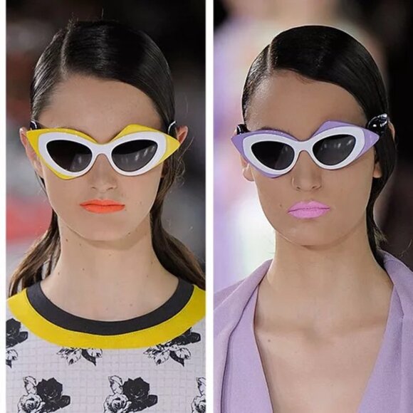 LINDA FARROW Prabal Gurung Cat Eye PopArt Purple White Geometric PG17 Sunglasses main image 11